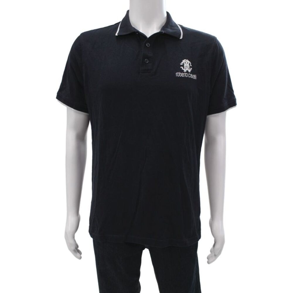 Roberto Cavalli Mens Polo Black Cotton Short Sleeve Size S